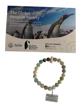 Fahlo Multicolor Beaded Bracelet with Penguin Charm Animal Tracker & code card